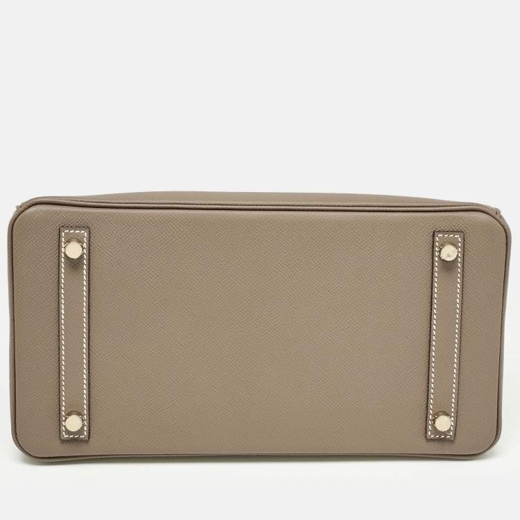 Pre Owned Hermès Etoupe Epsom Leather Gold Finish Birkin 30 Bag