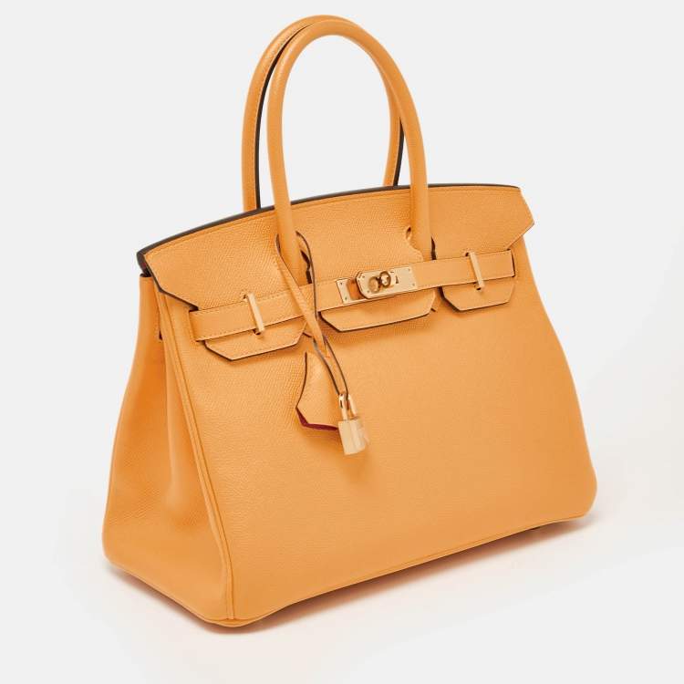 Pre Owned Hermès Jaune D' Or/Rose Pourpre Epsom Leather Gold Finish Birkin 30 Bag