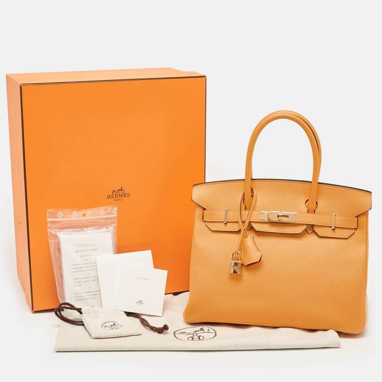 Pre Owned Hermès Jaune D' Or/Rose Pourpre Epsom Leather Gold Finish Birkin 30 Bag