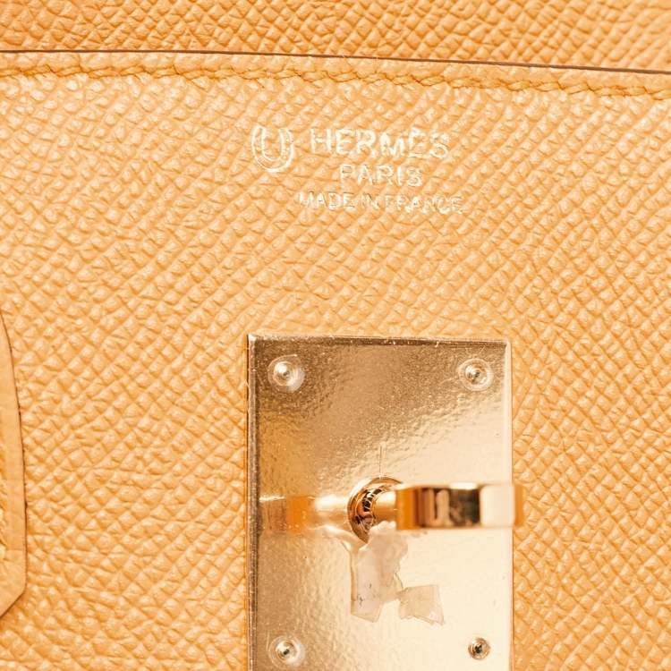 Pre Owned Hermès Jaune D' Or/Rose Pourpre Epsom Leather Gold Finish Birkin 30 Bag