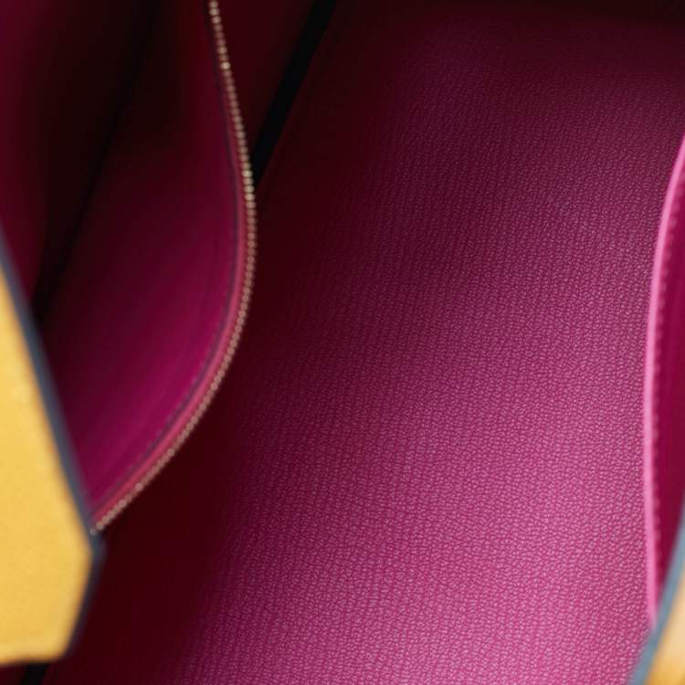 Pre Owned Hermès Jaune D' Or/Rose Pourpre Epsom Leather Gold Finish Birkin 30 Bag