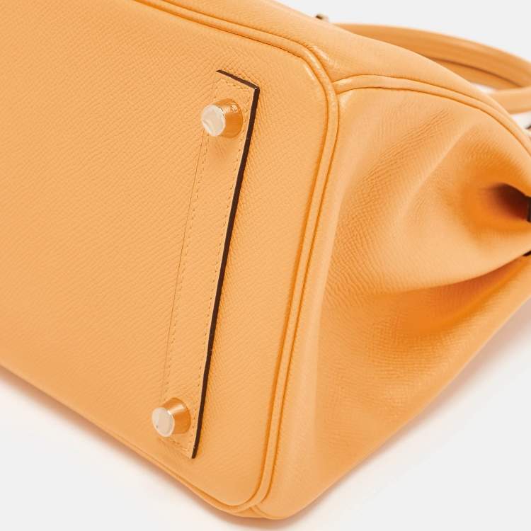 Pre Owned Hermès Jaune D' Or/Rose Pourpre Epsom Leather Gold Finish Birkin 30 Bag