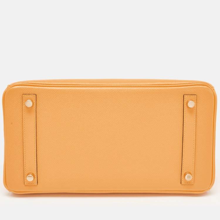 Pre Owned Hermès Jaune D' Or/Rose Pourpre Epsom Leather Gold Finish Birkin 30 Bag
