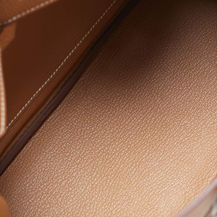Pre Owned Hermes Gold Togo Leather Palladium Finish Birkin 25 Bag