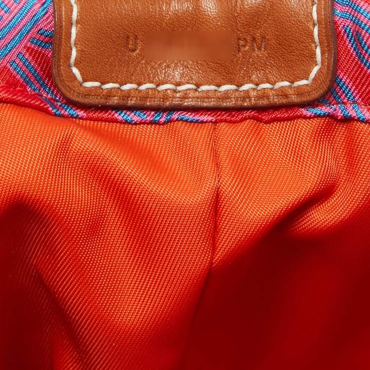 Pre Owned Hermès Rouge de Cœur/Fauve Silk and Barenia Leather Fourbi 20 Pouch