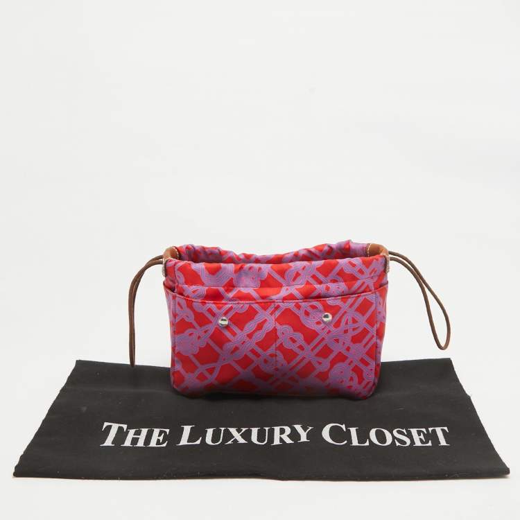 Pre Owned Hermès Rouge de Cœur/Fauve Silk and Barenia Leather Fourbi 20 Pouch