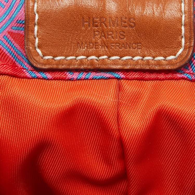 Pre Owned Hermès Rouge de Cœur/Fauve Silk and Barenia Leather Fourbi 20 Pouch
