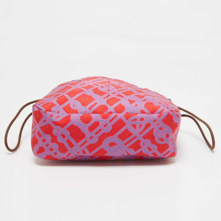 Pre Owned Hermès Rouge de Cœur/Fauve Silk and Barenia Leather Fourbi 20 Pouch