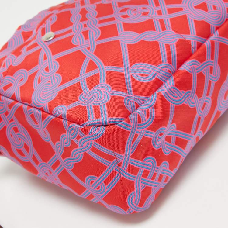 Pre Owned Hermès Rouge de Cœur/Fauve Silk and Barenia Leather Fourbi 20 Pouch