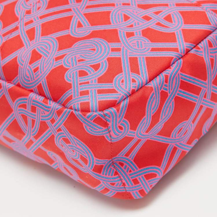Pre Owned Hermès Rouge de Cœur/Fauve Silk and Barenia Leather Fourbi 20 Pouch