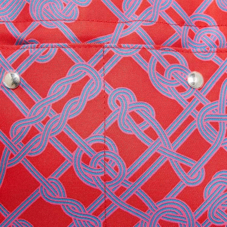 Pre Owned Hermès Rouge de Cœur/Fauve Silk and Barenia Leather Fourbi 20 Pouch