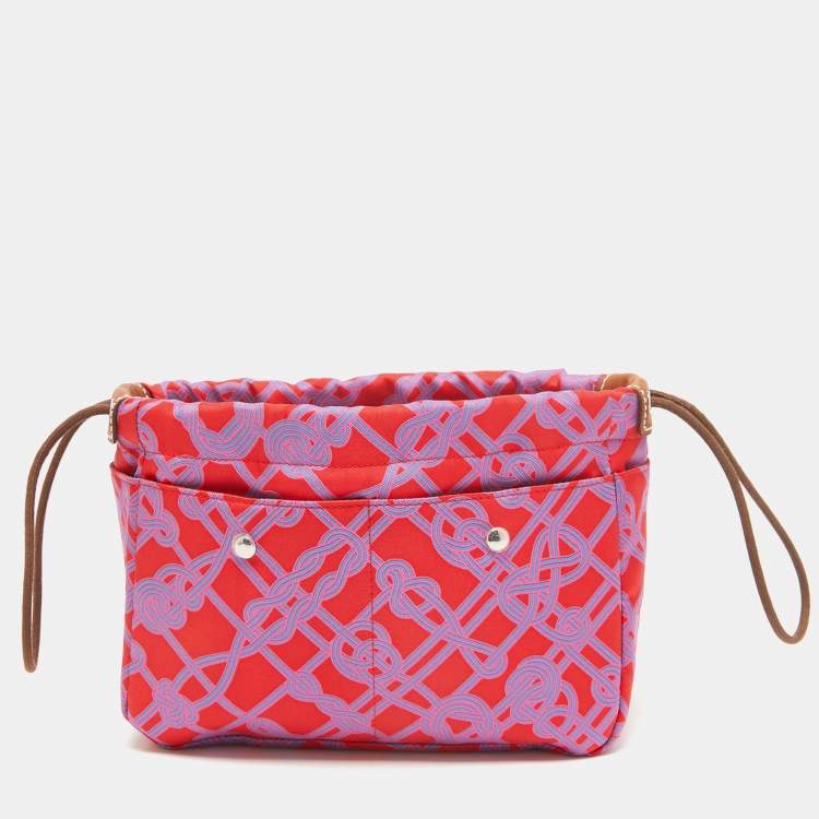 Pre Owned Hermès Rouge de Cœur/Fauve Silk and Barenia Leather Fourbi 20 Pouch