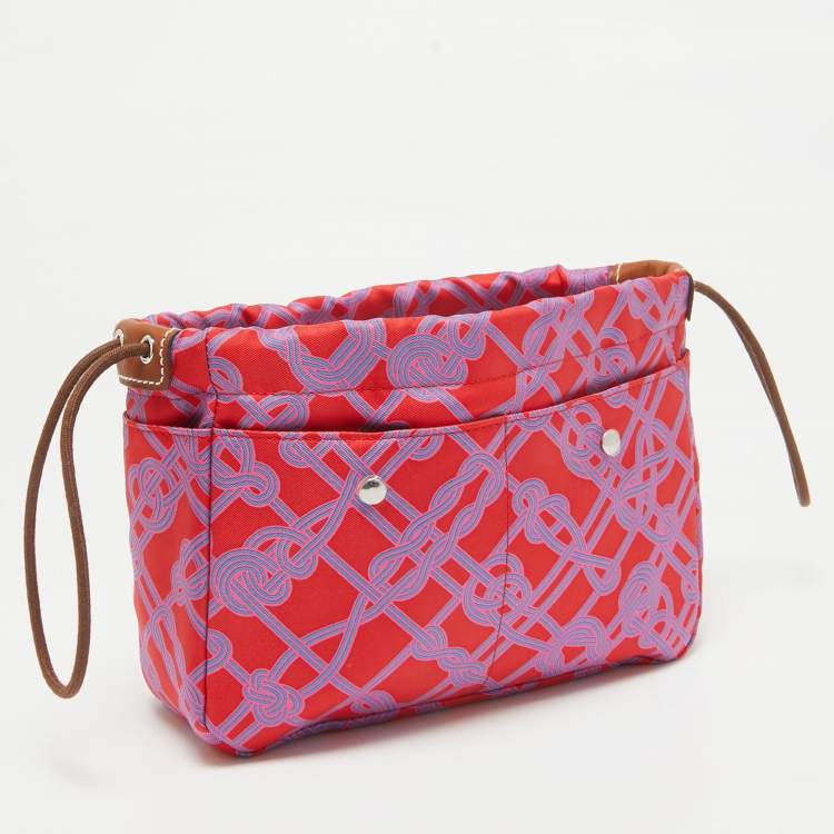 Pre Owned Hermès Rouge de Cœur/Fauve Silk and Barenia Leather Fourbi 20 Pouch