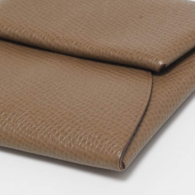 Pre Owned Hermès Etoupe Epsom Leather Bastia Change Purse