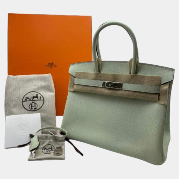 Pre Owned Hermes Vert Fizz Veau Epsom Leather Birkin 30 Bag