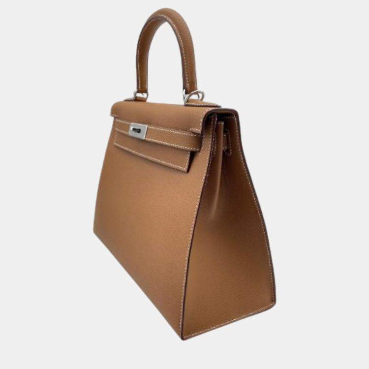 Pre Owned Hermes Gold Epsom Leather Kelly 28 Bag