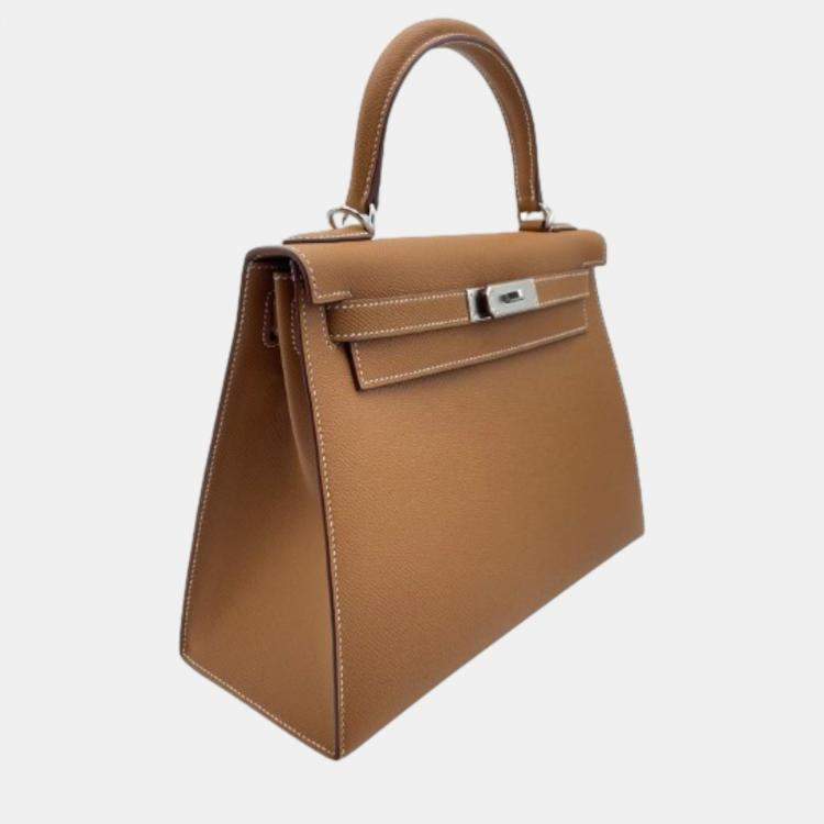 Pre Owned Hermes Gold Epsom Leather Kelly 28 Bag