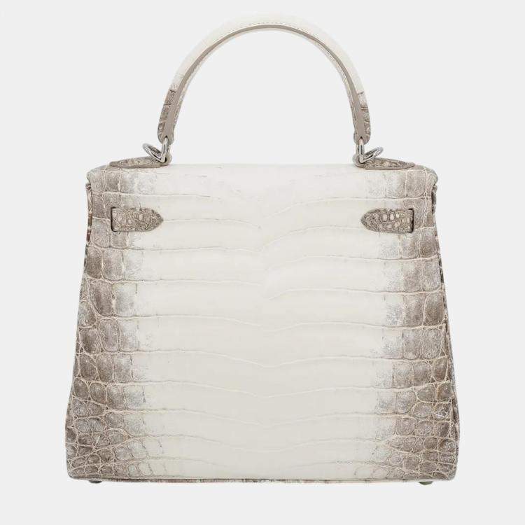 Pre Owned Hermes Himalaya Matte Niloticus Crocodile Leather Kelly 25 Bag