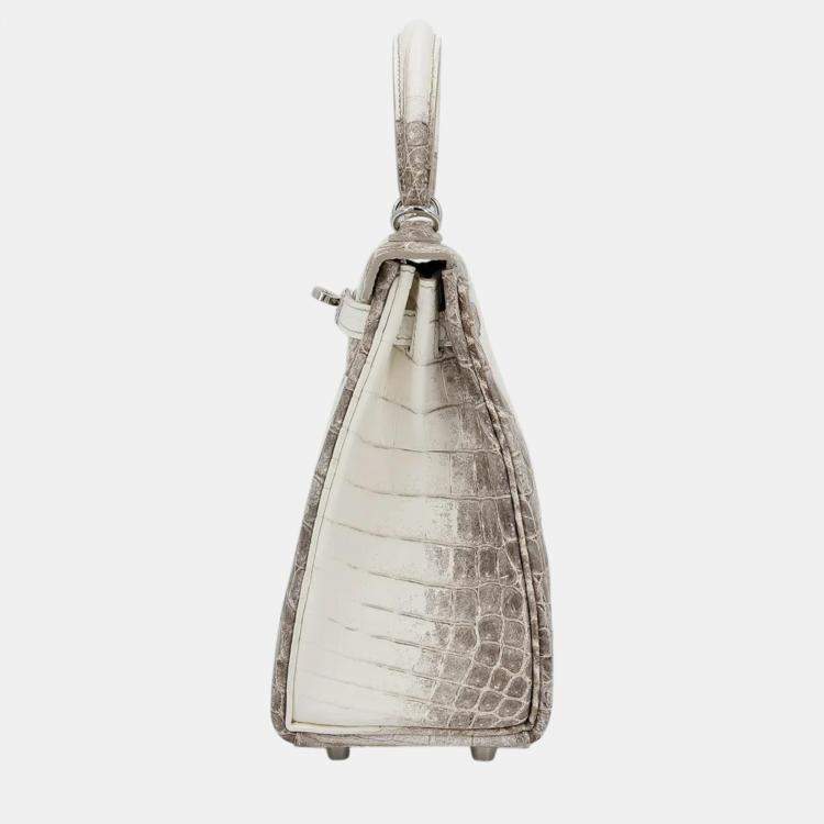 Pre Owned Hermes Himalaya Matte Niloticus Crocodile Leather Kelly 25 Bag