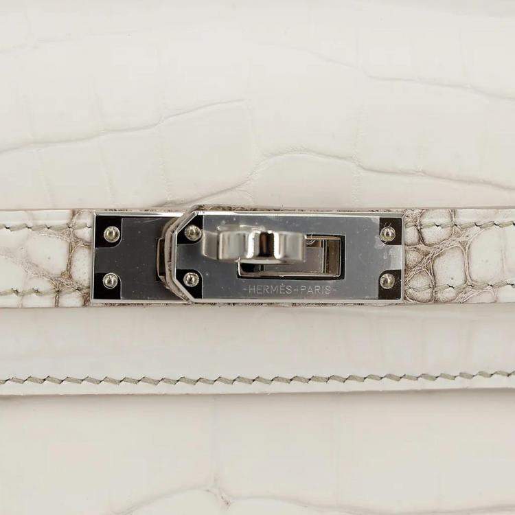 Pre Owned Hermes Himalaya Matte Niloticus Crocodile Leather Kelly 25 Bag