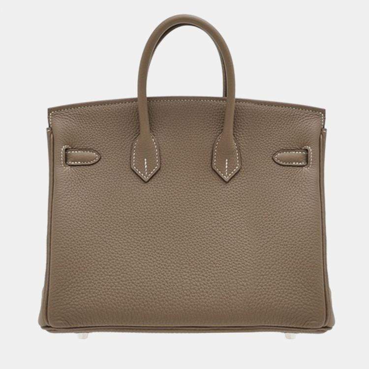 Pre Owned Hermes Etoupe Grey Togo Leather Birkin 25 Bag
