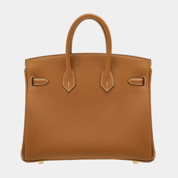 Pre Owned Hermes Gold Togo Leather Birkin 25 Bag