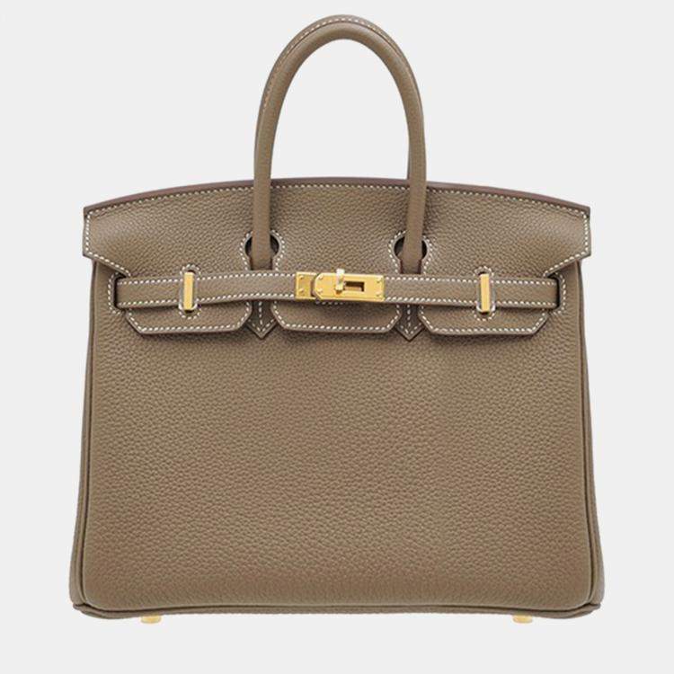 Pre Owned Hermes Etoupe Grey Togo Leather Birkin 25 Bag