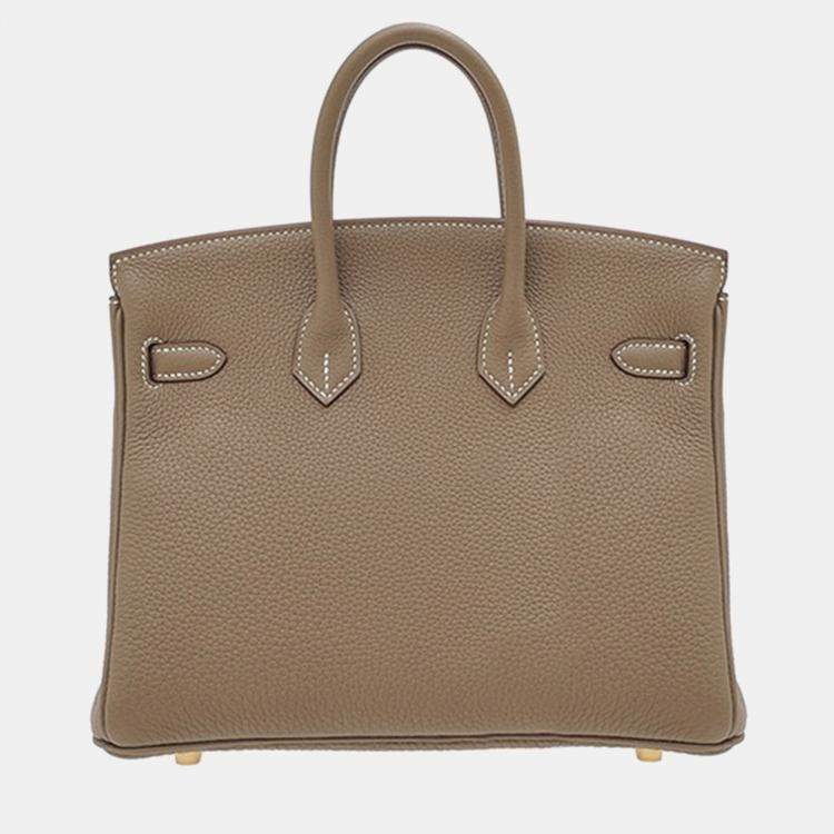 Pre Owned Hermes Etoupe Grey Togo Leather Birkin 25 Bag