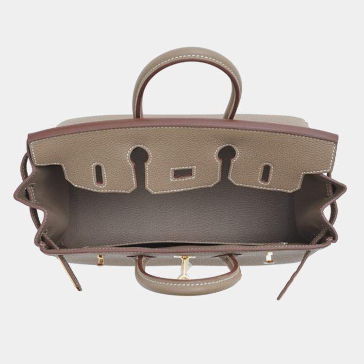 Pre Owned Hermes Etoupe Grey Togo Leather Birkin 25 Bag