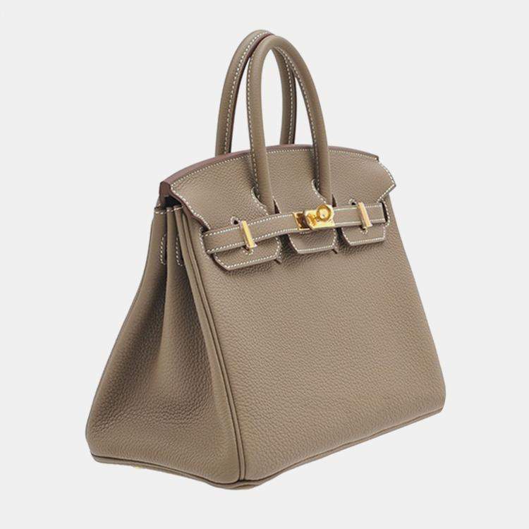 Pre Owned Hermes Etoupe Grey Togo Leather Birkin 25 Bag