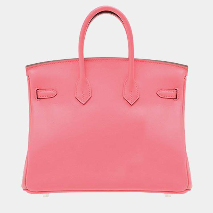 Pre Owned Hermes Rose Azalee Swift Leather Birkin 25 Bag