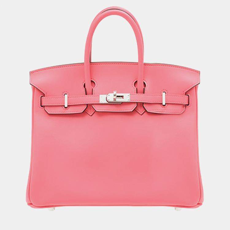Pre Owned Hermes Rose Azalee Swift Leather Birkin 25 Bag
