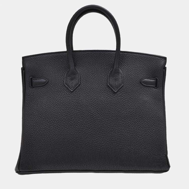 Pre Owned Hermes Black Togo Leather Birkin 25 Bag