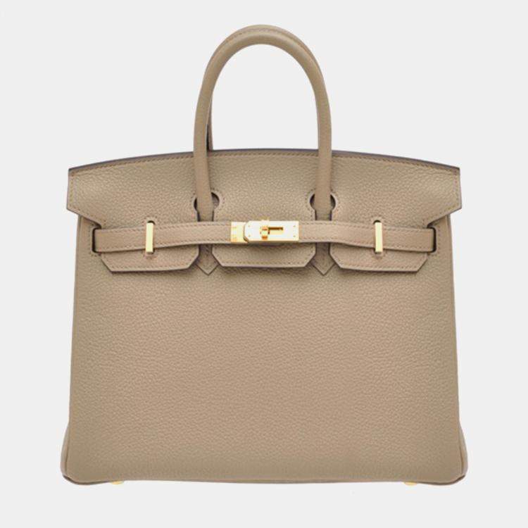 Pre Owned Hermes Beige Marfa Togo Leather Birkin 25 Bag