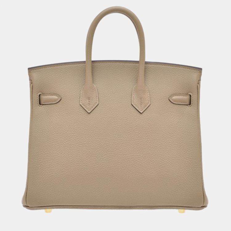 Pre Owned Hermes Beige Marfa Togo Leather Birkin 25 Bag