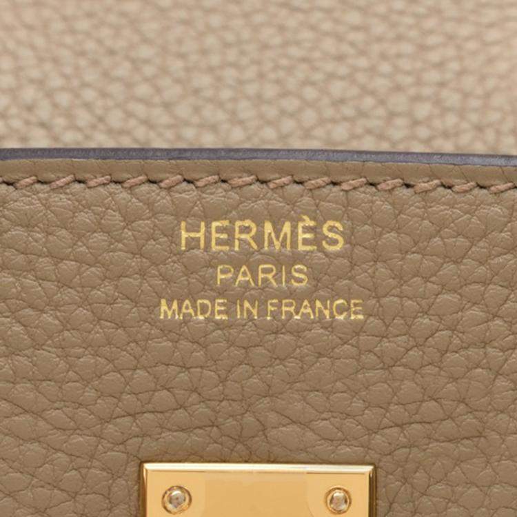 Pre Owned Hermes Beige Marfa Togo Leather Birkin 25 Bag