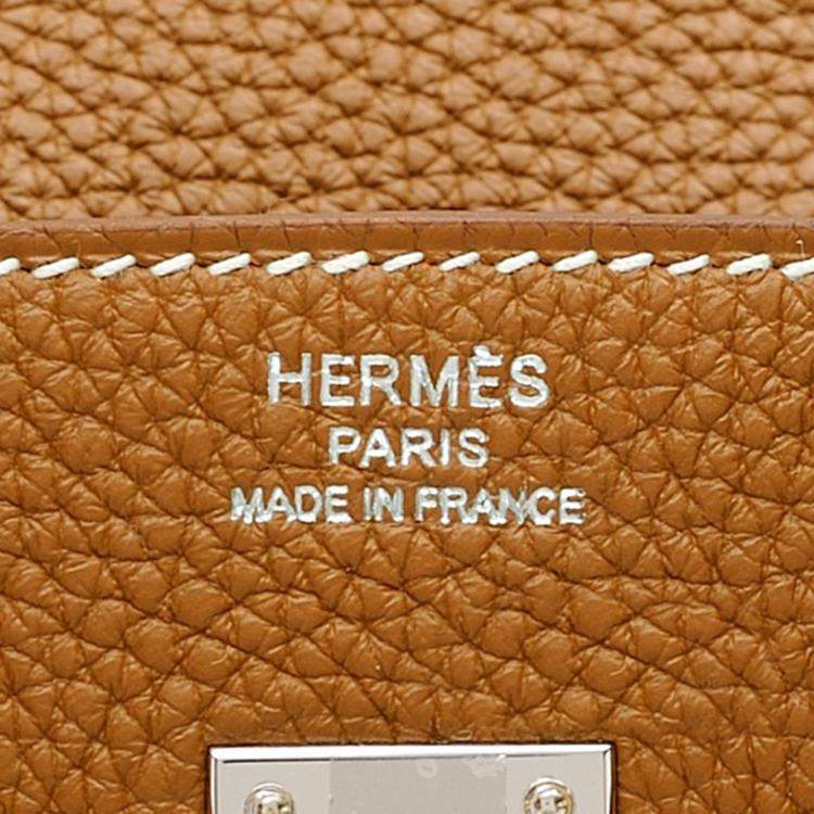 Pre Owned Hermes Gold Togo Leather Birkin 25 Bag