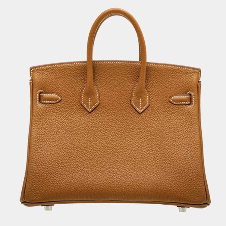 Pre Owned Hermes Gold Togo Leather Birkin 25 Bag