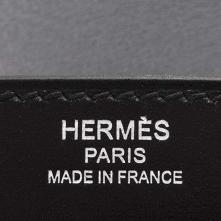 Pre Owned Hermes Black Box Calf Leather Birkin 25 Bag