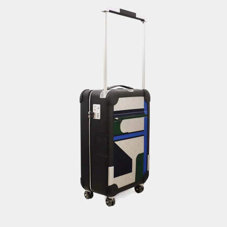 Pre Owned Hermes Black/Multicolor Toile H, Plume Taurillon, Legat Rolling Mobility Suitcase 