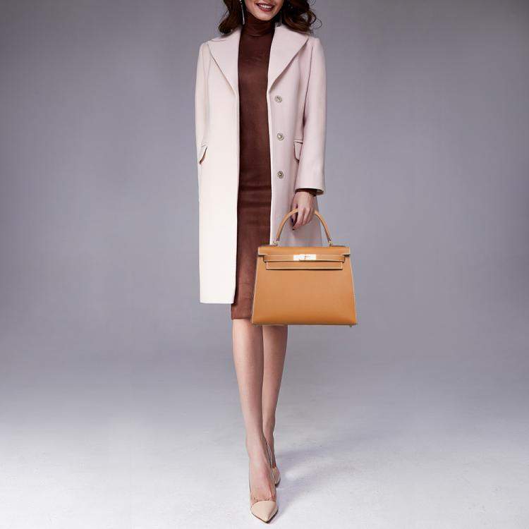 Pre Owned Hermès Gold Epsom Leather Gold Finish Kelly Sellier 28 Bag