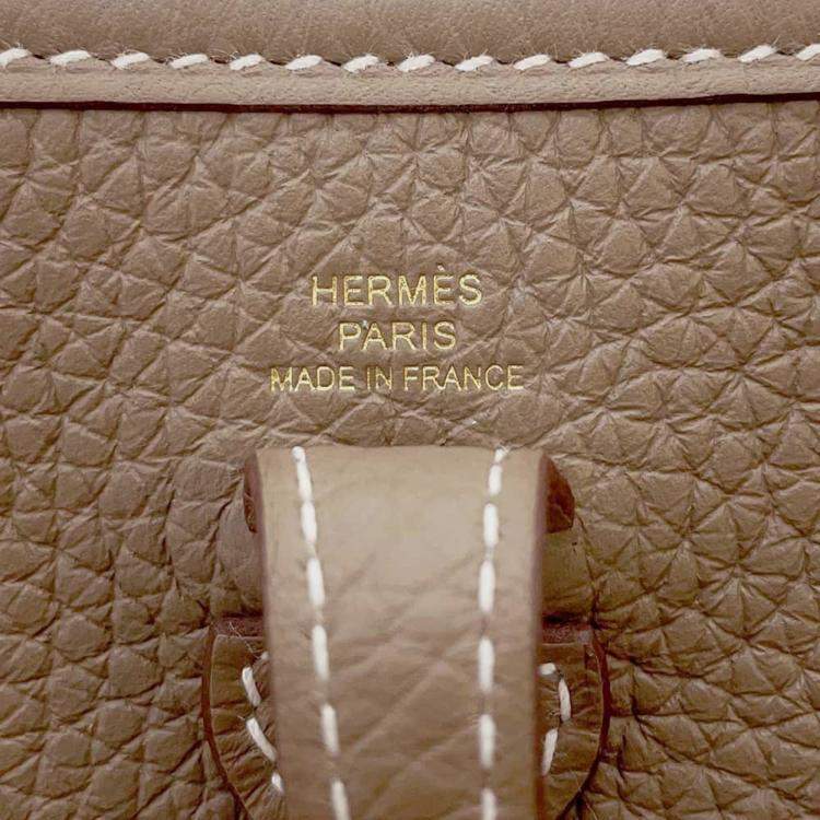 Pre Owned Hermes Etoupe/Blue Indigo Taurillon Clemence Evelyne Amazon TPM Bag