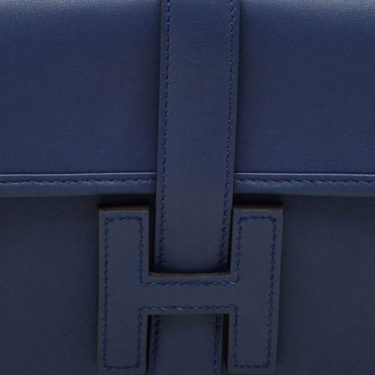 Pre Owned Hermès Bleu Agate Swift Leather Elan Jige 29 Clutch
