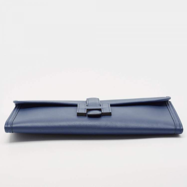 Pre Owned Hermès Bleu Agate Swift Leather Elan Jige 29 Clutch