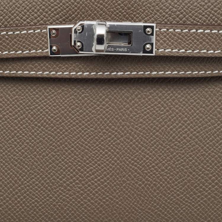 Pre Owned Hermès Etoupe Epsom Leather Palladium Finish Mini Kelly II Sellier 20 Bag