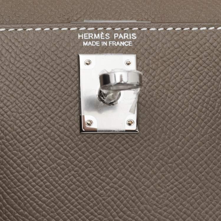 Pre Owned Hermès Etoupe Epsom Leather Palladium Finish Mini Kelly II Sellier 20 Bag