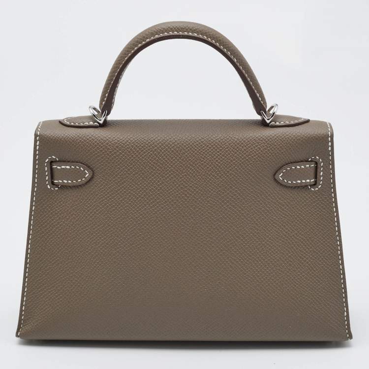 Pre Owned Hermès Etoupe Epsom Leather Palladium Finish Mini Kelly II Sellier 20 Bag