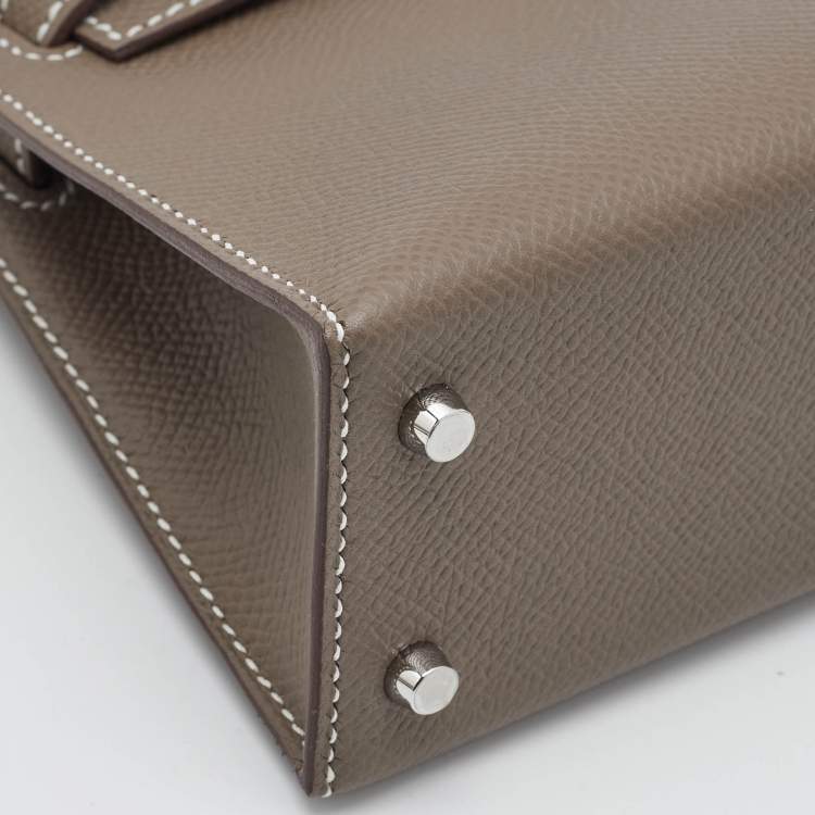 Pre Owned Hermès Etoupe Epsom Leather Palladium Finish Mini Kelly II Sellier 20 Bag