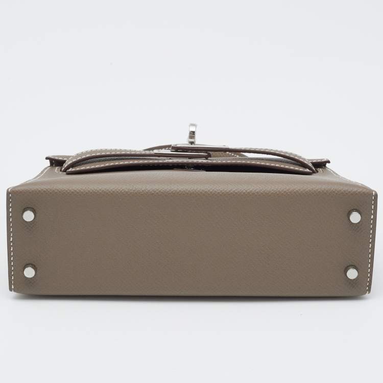 Pre Owned Hermès Etoupe Epsom Leather Palladium Finish Mini Kelly II Sellier 20 Bag