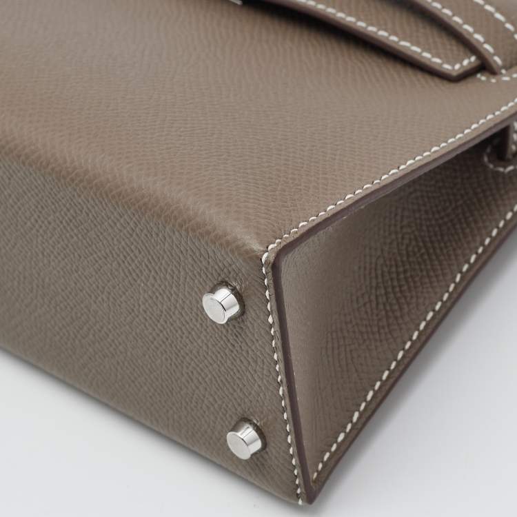 Pre Owned Hermès Etoupe Epsom Leather Palladium Finish Mini Kelly II Sellier 20 Bag